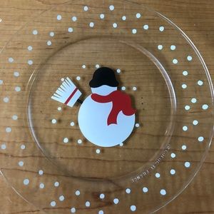 Set of Two Arcoroc France Snowman Winter Plates
